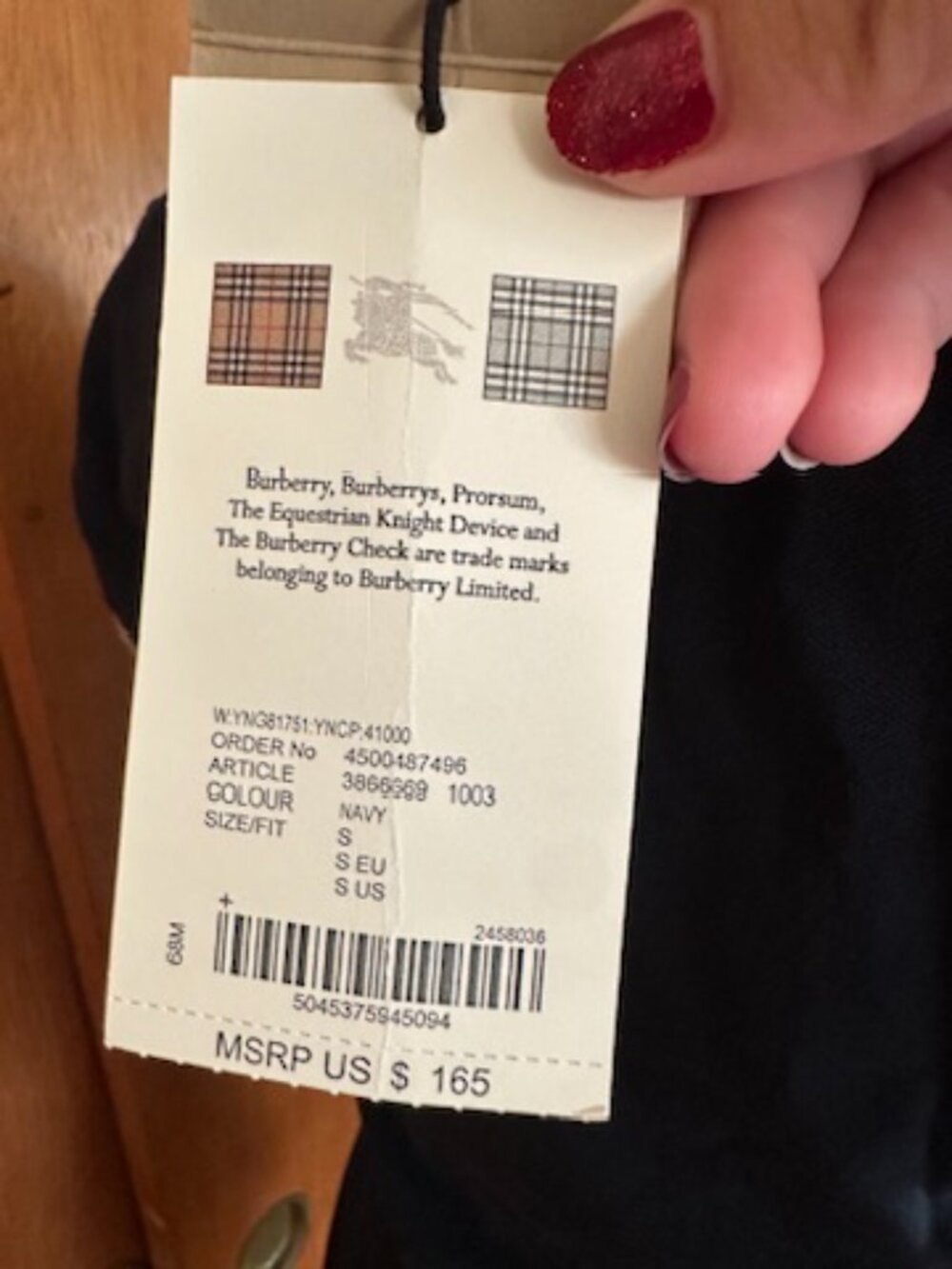 NWT! RARE! BURBERRY Women's Collar Cotton Polo Shirt In Navy Size S 38666691 - Picture 10 of 11